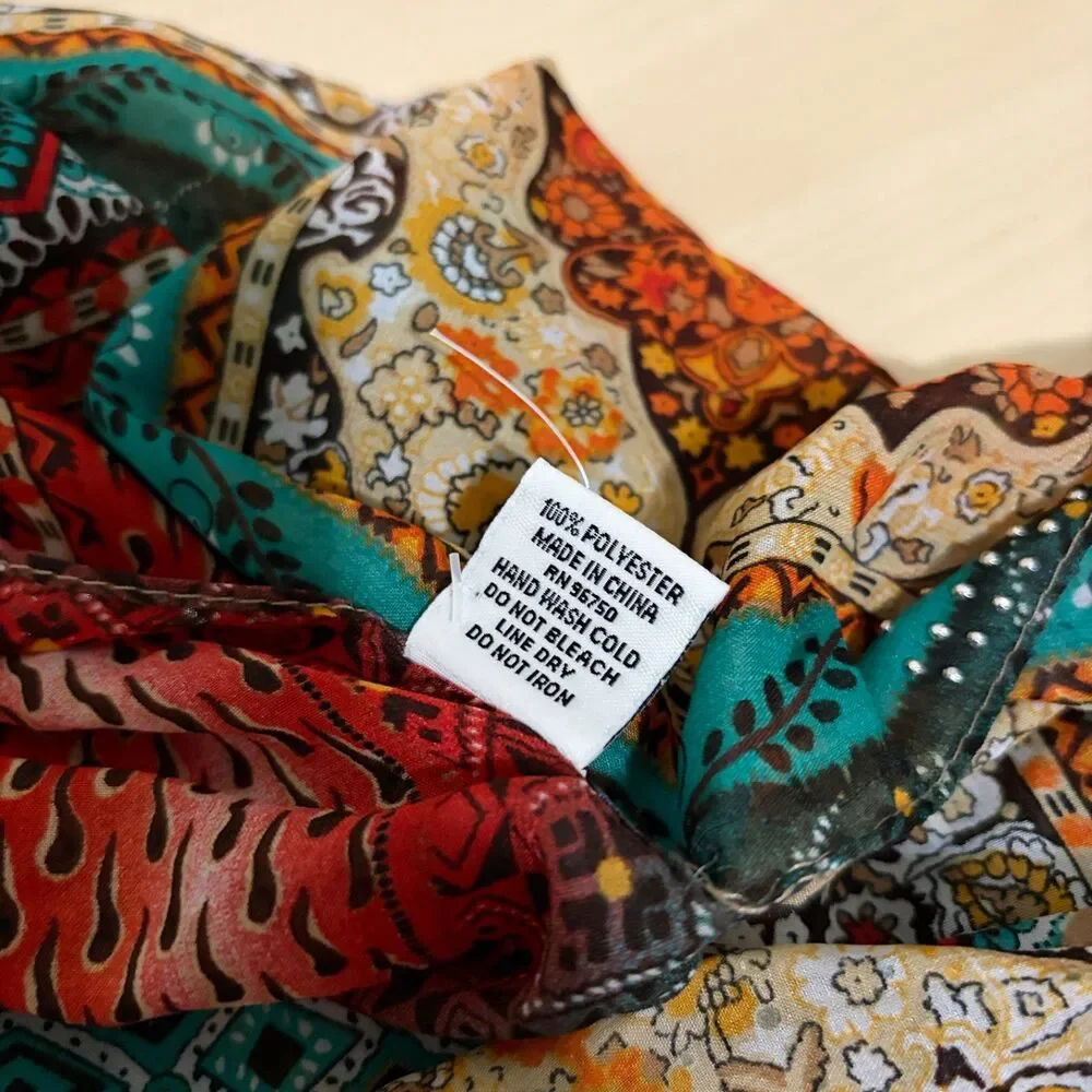 Jessica McClintock Shawl Women's One Size Boho Colorful Sheer Rhinestone